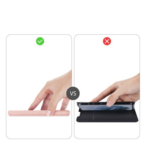 Samsung S21 FE kunstnahast kaaned kaarditaskuga DUX DUCIS Skin X roosa 10