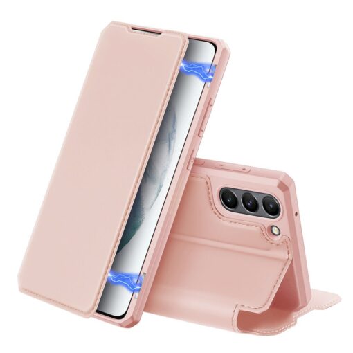 Samsung S21 FE kunstnahast kaaned kaarditaskuga DUX DUCIS Skin X roosa