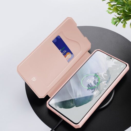 Samsung S21 FE kunstnahast kaaned kaarditaskuga DUX DUCIS Skin X roosa 6