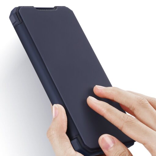 Samsung S21 FE kunstnahast kaaned kaarditaskuga DUX DUCIS Skin X sinine 13