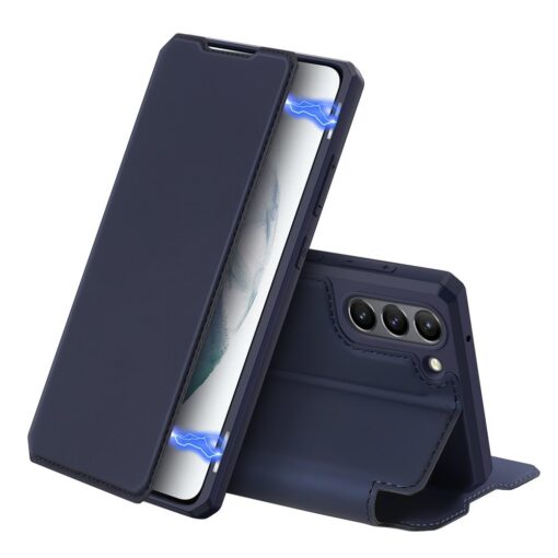 Samsung S21 FE kunstnahast kaaned kaarditaskuga DUX DUCIS Skin X sinine