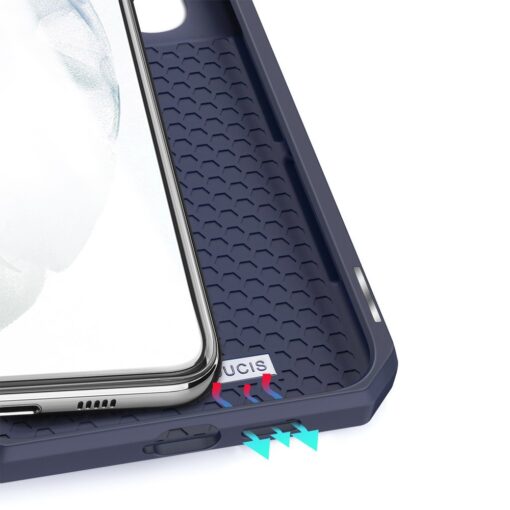 Samsung S21 FE kunstnahast kaaned kaarditaskuga DUX DUCIS Skin X sinine 7