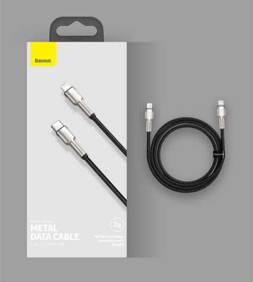 USB C Lightning iPhone laadija Baseus Cafule Metal PD 20W 2m must 16