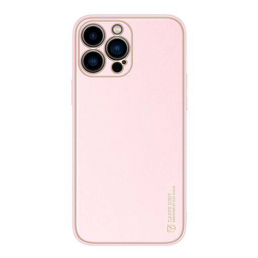 iPhone 13 PRO MAX umbris Dux Ducis Yolo elegant kunstnahast ja silikoonist servadega roosa 12