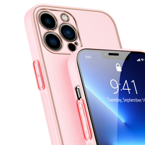 iPhone 13 PRO MAX umbris Dux Ducis Yolo elegant kunstnahast ja silikoonist servadega roosa 3