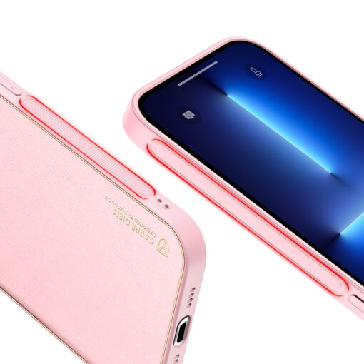 iPhone 13 PRO MAX umbris Dux Ducis Yolo elegant kunstnahast ja silikoonist servadega roosa 4