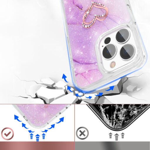 iPhone 13 PRO MAX umbris silikoonist ja plastikust Kingxbar Epoxy marmor lilla 3