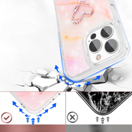 iPhone 13 PRO MAX umbris silikoonist ja plastikust Kingxbar Epoxy marmor roosa 3