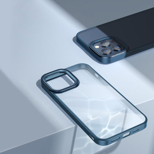 iPhone 13 PRO umbris Crystal plastikust taguse ja silikoonist raamiga sinine 13