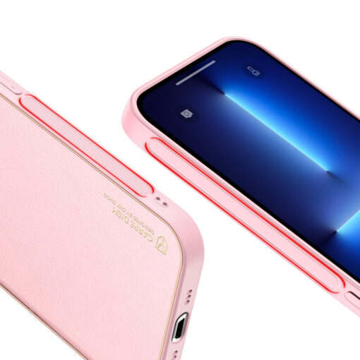 iPhone 13 PRO umbris Dux Ducis Yolo elegant kunstnahast ja silikoonist servadega roosa 4