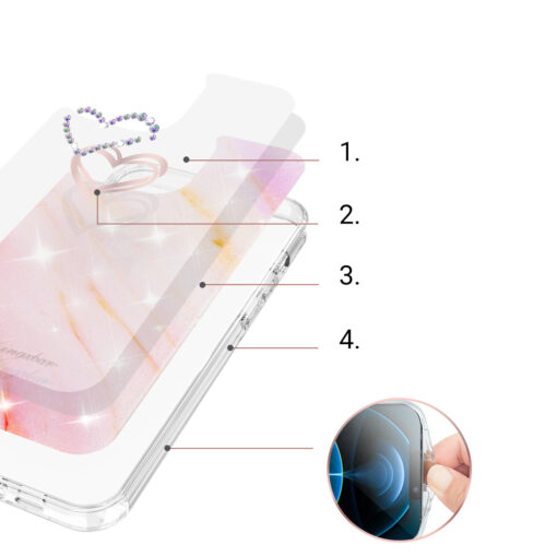 iPhone 13 PRO umbris silikoonist ja plastikust Kingxbar Epoxy marmor roosa 4