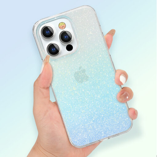 iPhone 13 PRO umbris silikoonist servade ja plastikust Kingxbar Streamer Glitter sinine 5