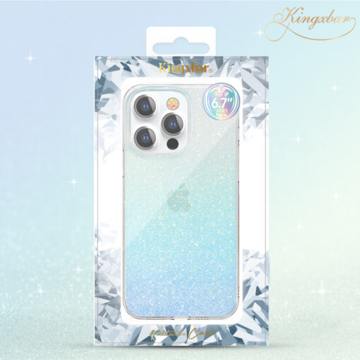 iPhone 13 PRO umbris silikoonist servade ja plastikust Kingxbar Streamer Glitter sinine 8
