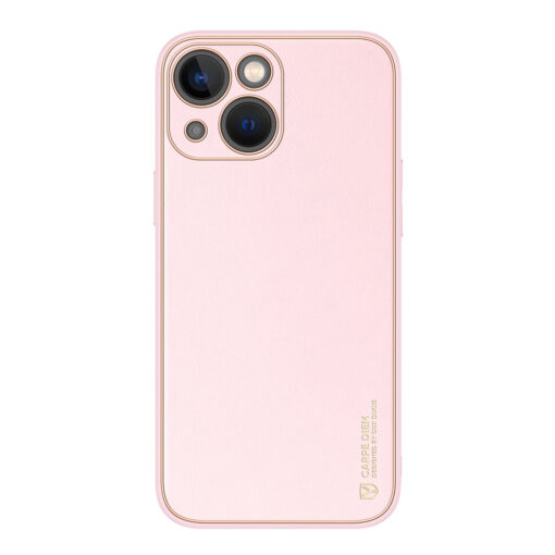 iPhone 13 umbris Dux Ducis Yolo elegant kunstnahast ja silikoonist servadega roosa 12