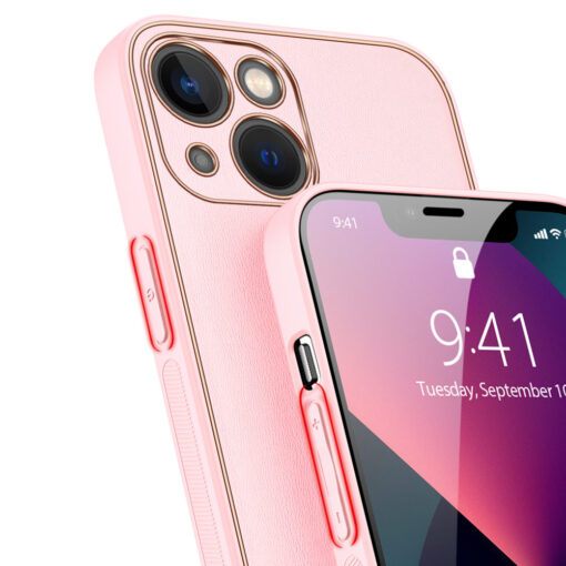 iPhone 13 umbris Dux Ducis Yolo elegant kunstnahast ja silikoonist servadega roosa 3