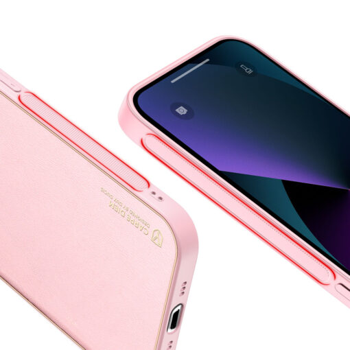 iPhone 13 umbris Dux Ducis Yolo elegant kunstnahast ja silikoonist servadega roosa 4