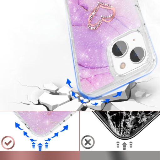 iPhone 13 umbris silikoonist ja plastikust Kingxbar Epoxy marmor lilla 3
