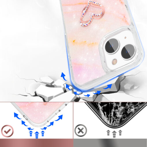 iPhone 13 umbris silikoonist ja plastikust Kingxbar Epoxy marmor roosa 3