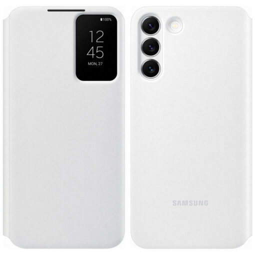 Samsung S22 PLUS Smart Clear View kaaned Antibakteriaalse kattega EF ZS906CWEGEE valge