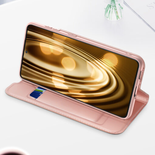 Samsung S22 PLUS kaarditaskuga kaaned kunstanahast Dux Ducis Skin Pro kuldne 18