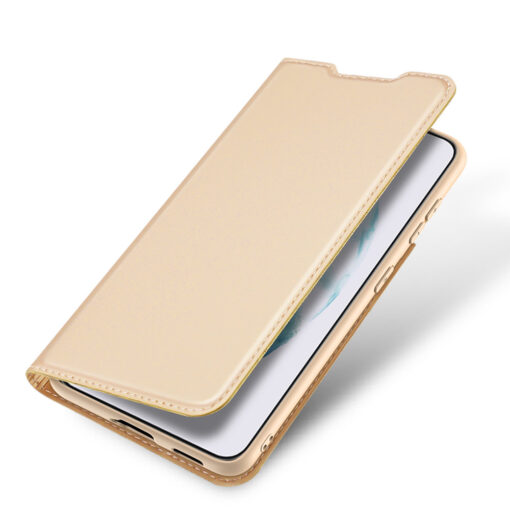 Samsung S22 PLUS kaarditaskuga kaaned kunstanahast Dux Ducis Skin Pro kuldne 4