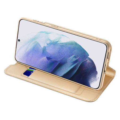 Samsung S22 PLUS kaarditaskuga kaaned kunstanahast Dux Ducis Skin Pro kuldne 5