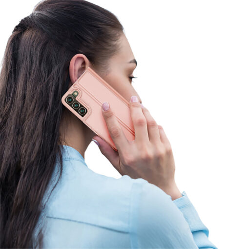 Samsung S22 PLUS kaarditaskuga kaaned kunstanahast Dux Ducis Skin Pro roosa 10