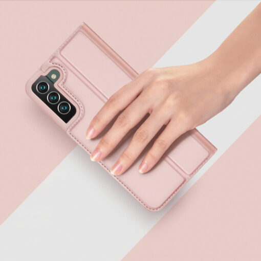 Samsung S22 PLUS kaarditaskuga kaaned kunstanahast Dux Ducis Skin Pro roosa 14