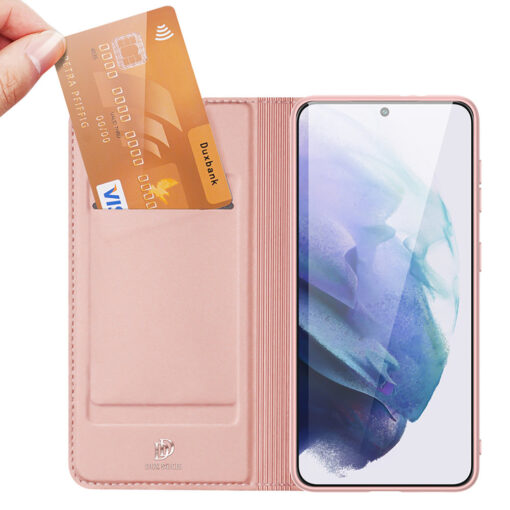 Samsung S22 PLUS kaarditaskuga kaaned kunstanahast Dux Ducis Skin Pro roosa 2