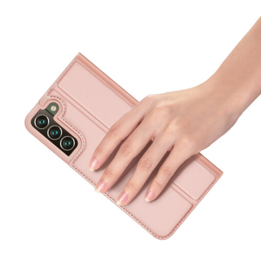 Samsung S22 PLUS kaarditaskuga kaaned kunstanahast Dux Ducis Skin Pro roosa 8
