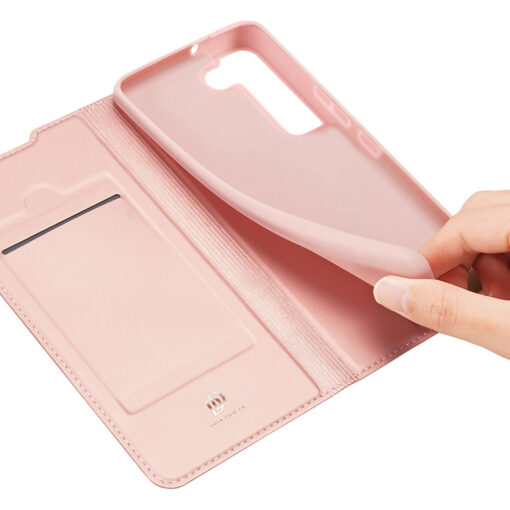 Samsung S22 PLUS kaarditaskuga kaaned kunstanahast Dux Ducis Skin Pro roosa 9