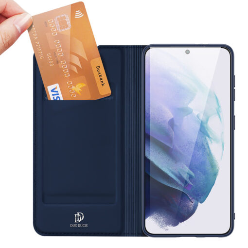 Samsung S22 PLUS kaarditaskuga kaaned kunstanahast Dux Ducis Skin Pro sinine 2