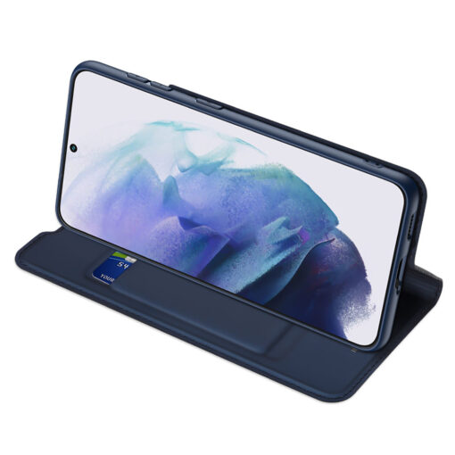 Samsung S22 PLUS kaarditaskuga kaaned kunstanahast Dux Ducis Skin Pro sinine 5