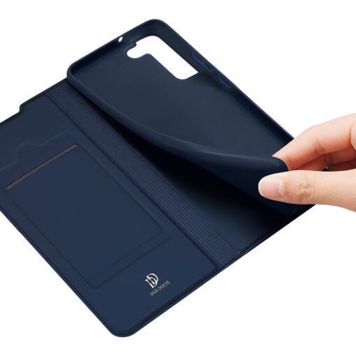 Samsung S22 PLUS kaarditaskuga kaaned kunstanahast Dux Ducis Skin Pro sinine 9