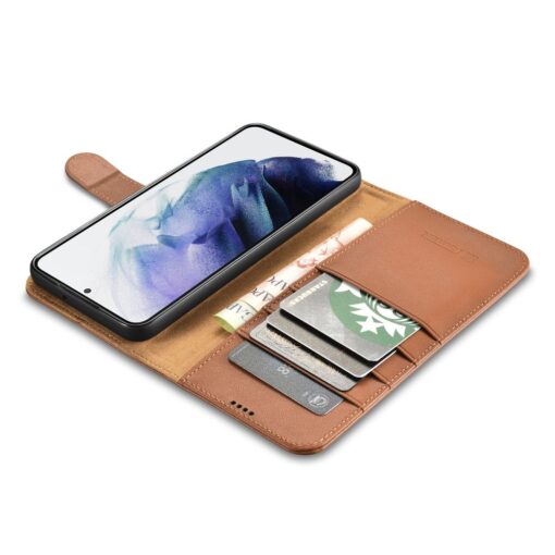 Samsung S22 PLUS nahast kaaned kaarditaskutega iCarer pruun 6