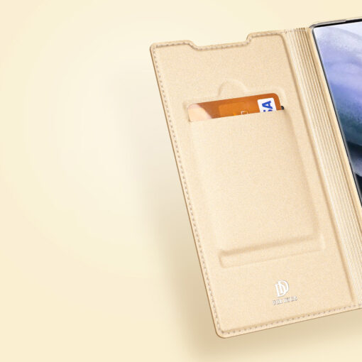 Samsung S22 ULTRA kaarditaskuga kaaned kunstanahast Dux Ducis Skin Pro kuldne 15