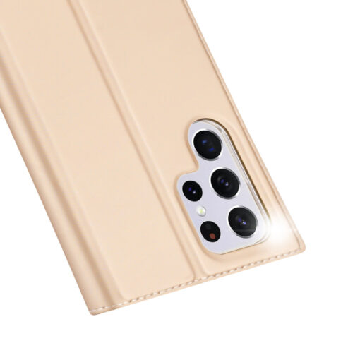 Samsung S22 ULTRA kaarditaskuga kaaned kunstanahast Dux Ducis Skin Pro kuldne 3