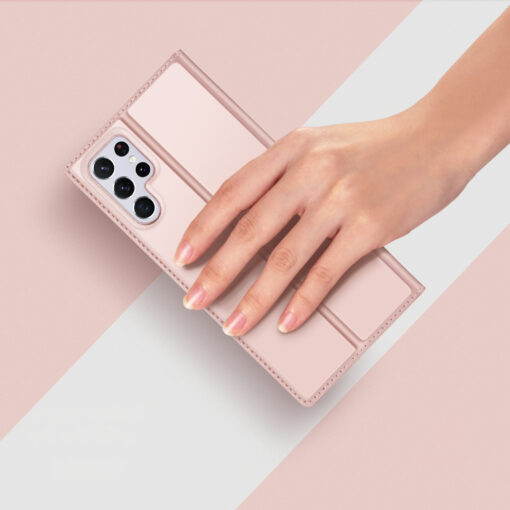 Samsung S22 ULTRA kaarditaskuga kaaned kunstanahast Dux Ducis Skin Pro roosa 13