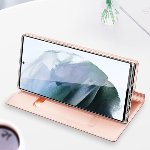Samsung S22 ULTRA kaarditaskuga kaaned kunstanahast Dux Ducis Skin Pro roosa 17