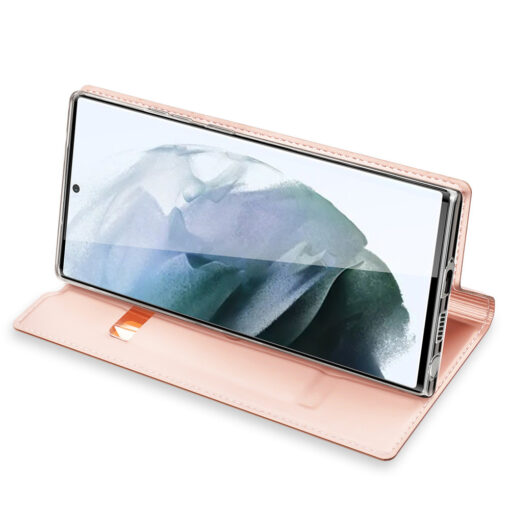 Samsung S22 ULTRA kaarditaskuga kaaned kunstanahast Dux Ducis Skin Pro roosa 4