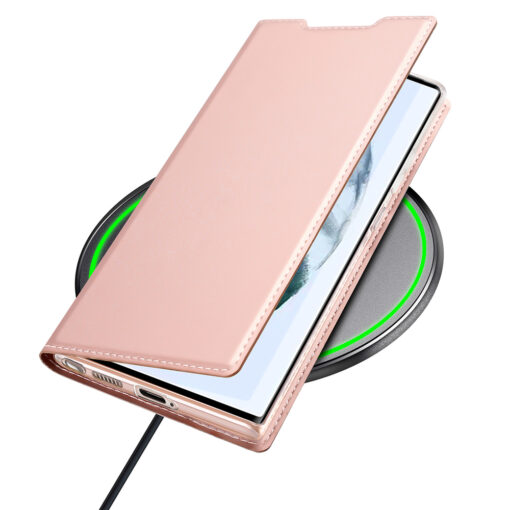 Samsung S22 ULTRA kaarditaskuga kaaned kunstanahast Dux Ducis Skin Pro roosa 5
