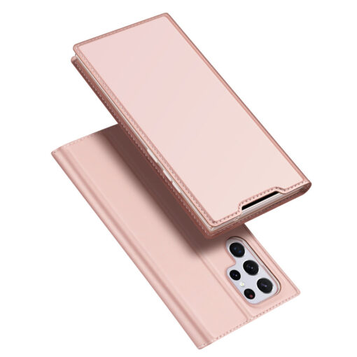 Samsung S22 ULTRA kaarditaskuga kaaned kunstanahast Dux Ducis Skin Pro roosa