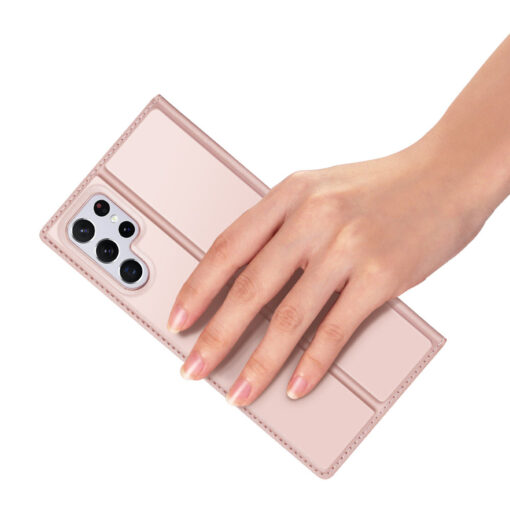 Samsung S22 ULTRA kaarditaskuga kaaned kunstanahast Dux Ducis Skin Pro roosa 7