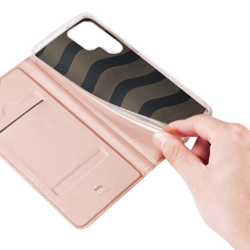Samsung S22 ULTRA kaarditaskuga kaaned kunstanahast Dux Ducis Skin Pro roosa 8