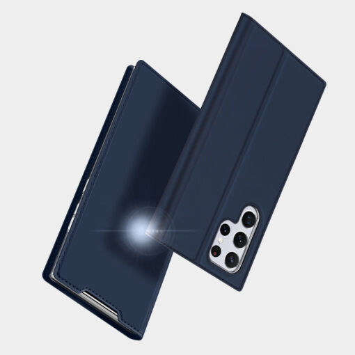 Samsung S22 ULTRA kaarditaskuga kaaned kunstanahast Dux Ducis Skin Pro sinine 15