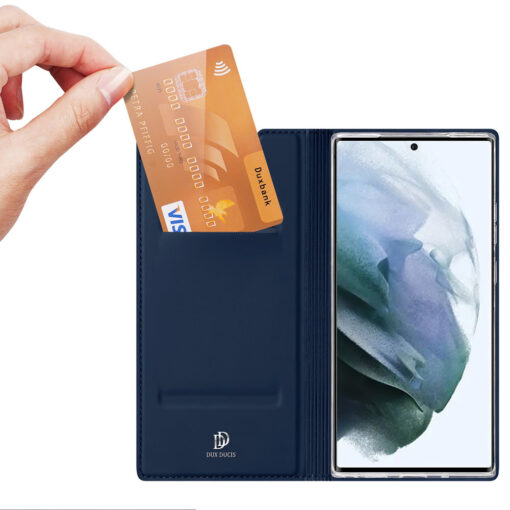 Samsung S22 ULTRA kaarditaskuga kaaned kunstanahast Dux Ducis Skin Pro sinine 2