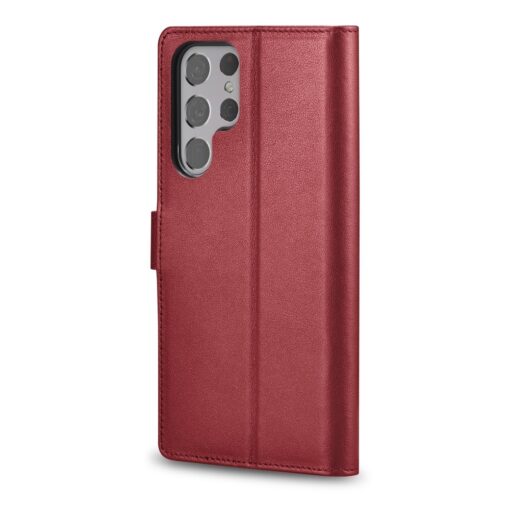 Samsung S22 ULTRA nahast kaaned kaarditaskutega iCarer punane 3