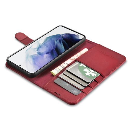 Samsung S22 ULTRA nahast kaaned kaarditaskutega iCarer punane 5