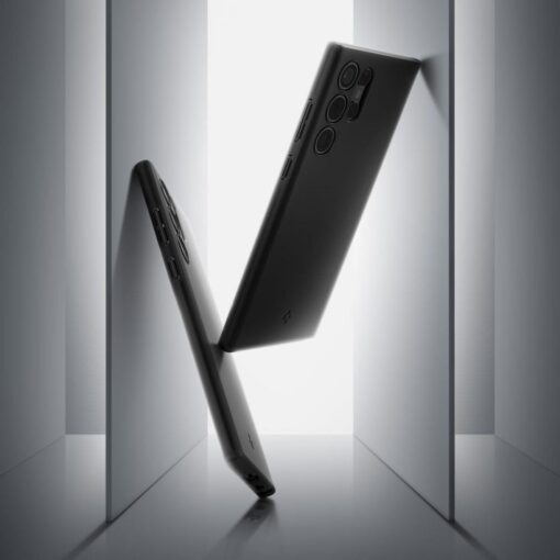 Samsung S22 ULTRA umbris Spigen Thin Fit silikoonist raamiga ja plastikust tagusega must 11