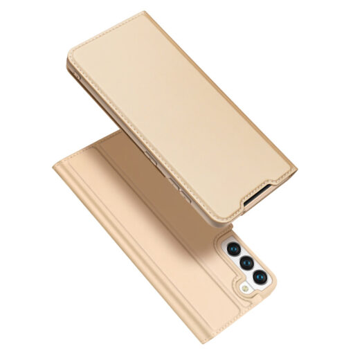 Samsung S22 kaarditaskuga kaaned kunstanahast Dux Ducis Skin Pro kuldne